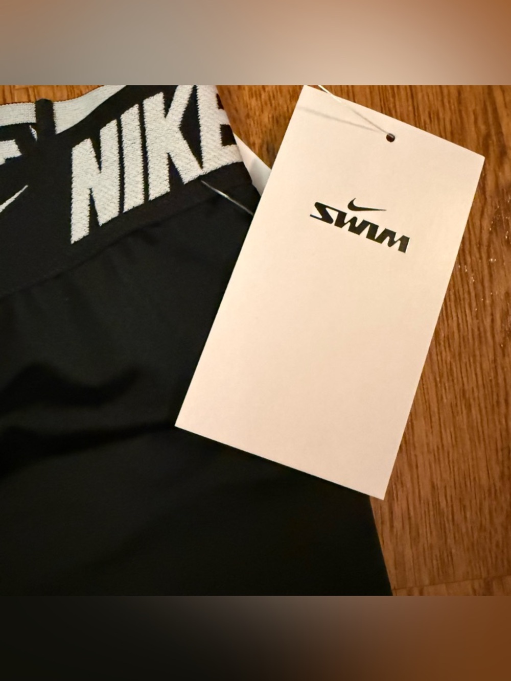 NWT Nike Swim Fusion Logo Tape Women's 3" Kickshort Black NESSG277-001 Sz Medium - Picture 2 of 11